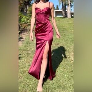Windsor Spaghetti Strap Maroon Dress